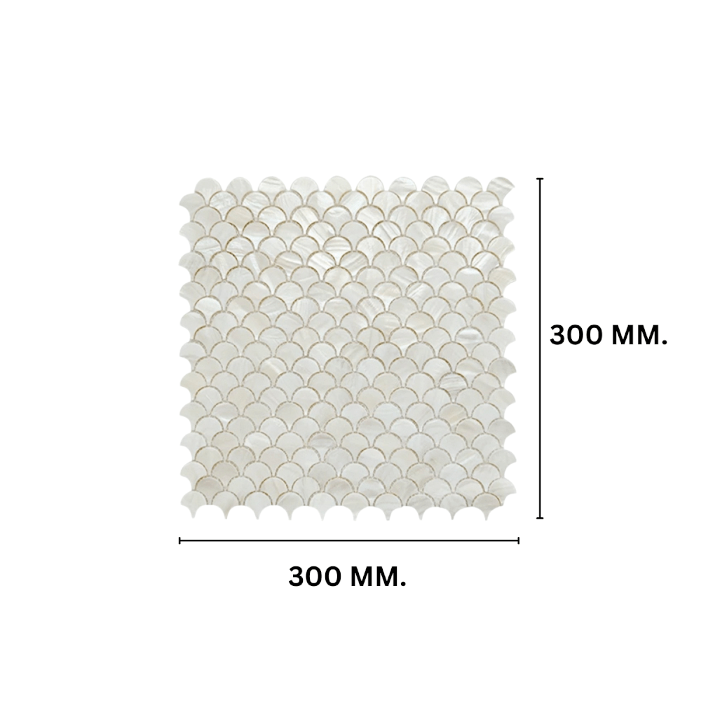 โมเสคเปลือกหอย TIMELESS TILES รุ่น PEARL SEASHELL MOSAIC 30 X 30 ซม. สีขาว IVORY WHITE ทรงพัด ผิวเงา_1
